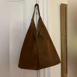 Brown Suede Hobo Bag